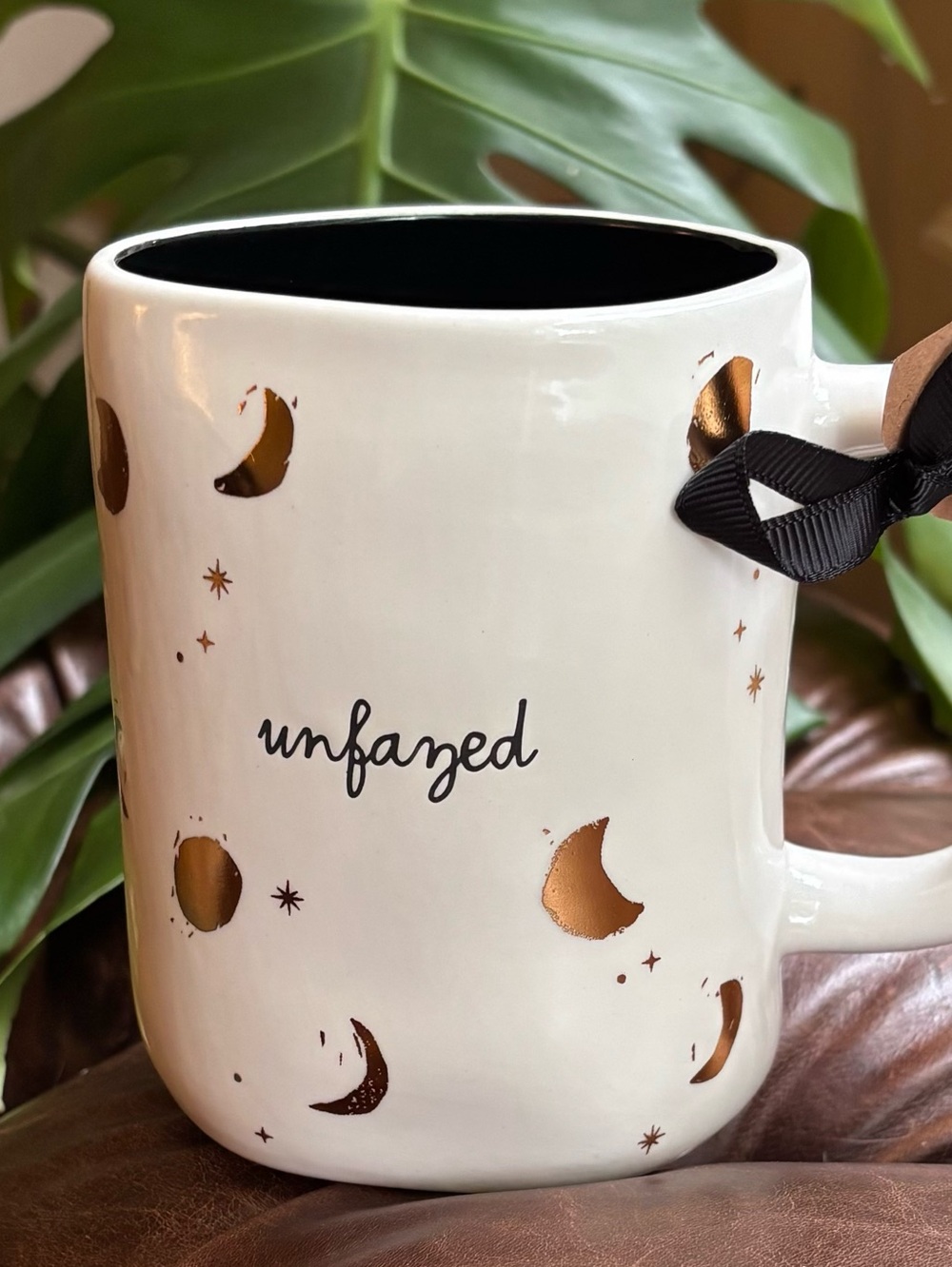 Rae Dunn Unfazed Ceramic Mug with Gold Moon Accents